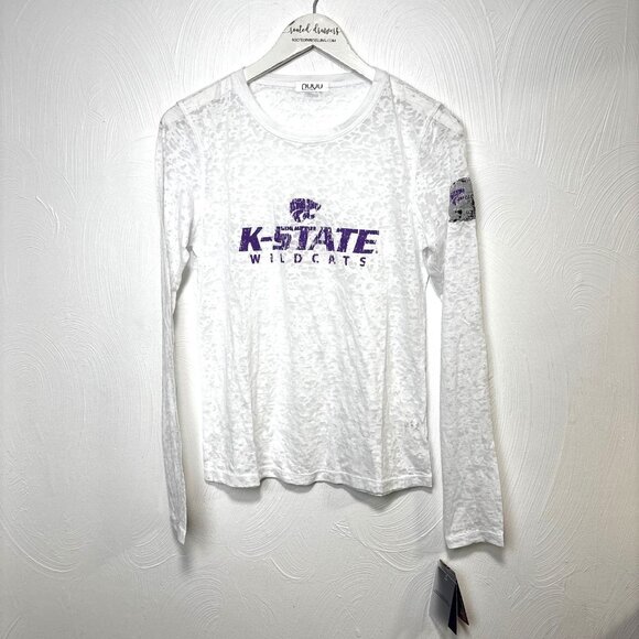 NUYU Kentucky State Wildcats Long Sleeve Burnout Tee White NWT Womens College XL - Picture 1 of 6